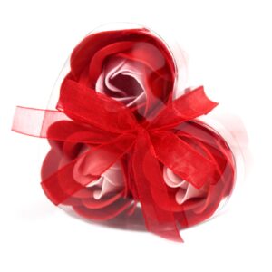 Set of 3 Red Rose soap flowers