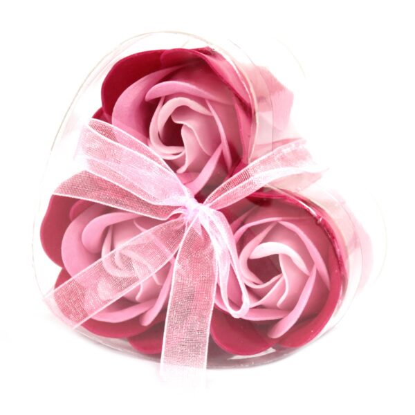 Set of 3 Pink Rose soap flowers